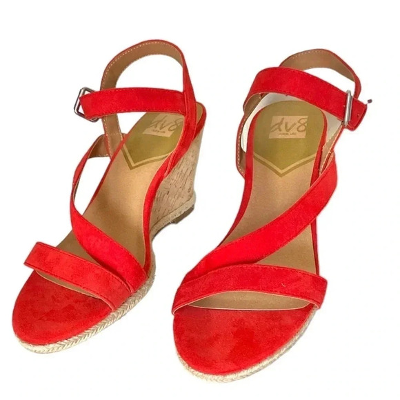 DOLCE VITA | Dv8 Retro Orange Ankle Strappy Round Toe Pierra Dress Wedge Size 10 - Picture 5 of 8
